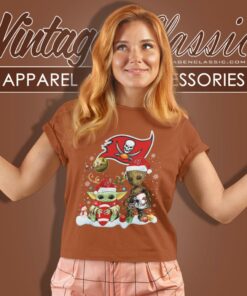 Tampa Bay Buccaneers Shirt Baby Yoda And Groot Santa Christmas Women T Shirt 1
