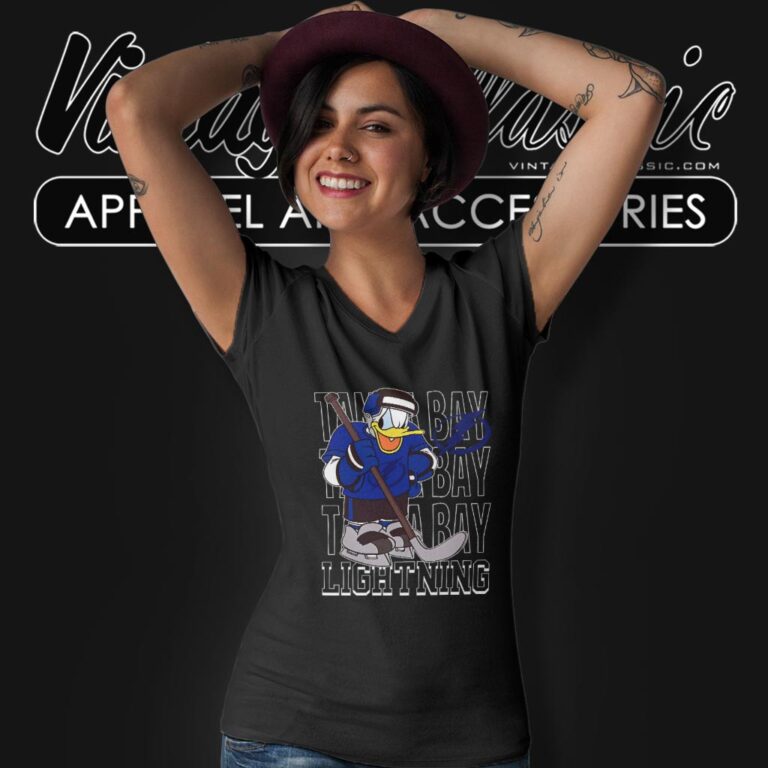 Tampa Bay Lightning Donald Duck Hockey Shirt V Neck TShirt Tampa Bay Lightning Donald Duck Hockey Shirt V Neck TShirt