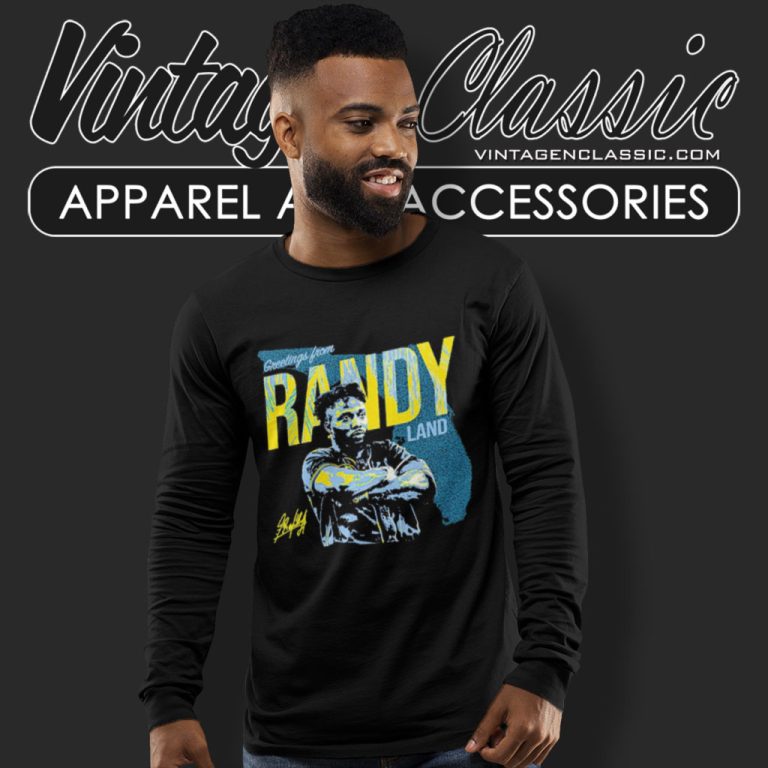 Tampa Bay Rays Greetings From Randy Land Signature Long Sleeve Tee Tampa Bay Rays Greetings From Randy Land Signature Long Sleeve Tee