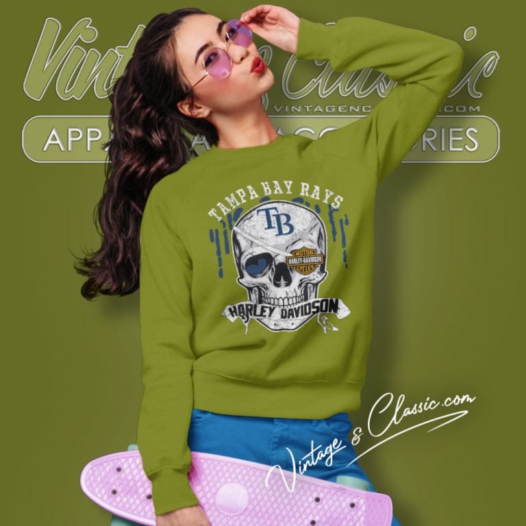 Tampa Bay Rays Harley Davidson Skull Sweatshirt Tampa Bay Rays Harley Davidson Skull Sweatshirt