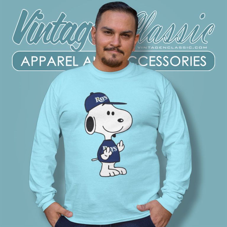 Tampa Bay Rays Snoopy Double Middle Fingers Long Sleeve Tee Tampa Bay Rays Snoopy Double Middle Fingers Long Sleeve Tee