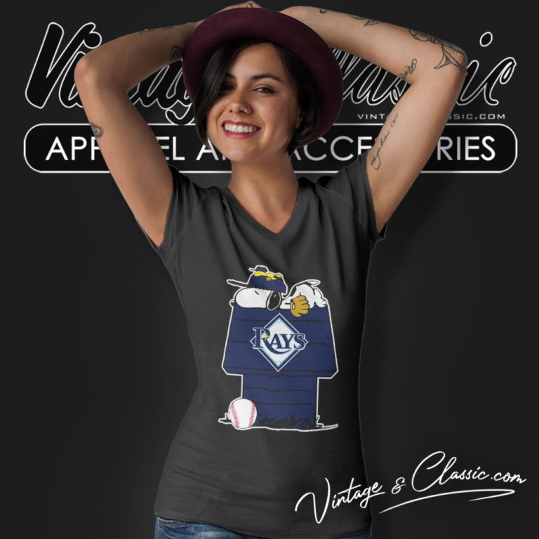 Tampa Bay Rays Snoopy Woodstock Resting Together Mlb V Neck TShirt Tampa Bay Rays Snoopy Woodstock Resting Together Mlb V Neck TShirt