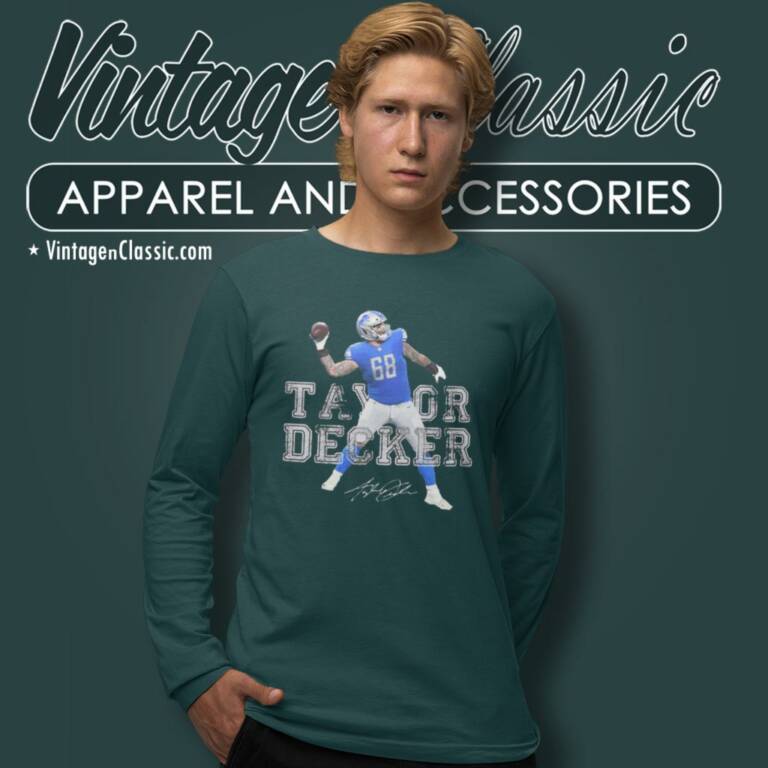 Taylor Decker Detroit Lions Signature Long Sleeve Tee Taylor Decker Detroit Lions Signature Long Sleeve Tee
