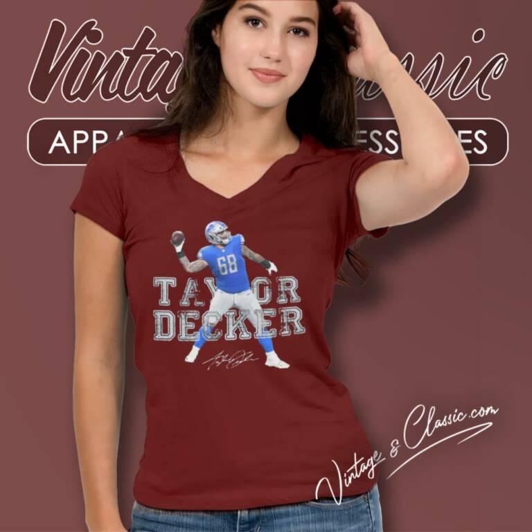 Taylor Decker Detroit Lions Signature V Neck TShirt Taylor Decker Detroit Lions Signature V Neck TShirt