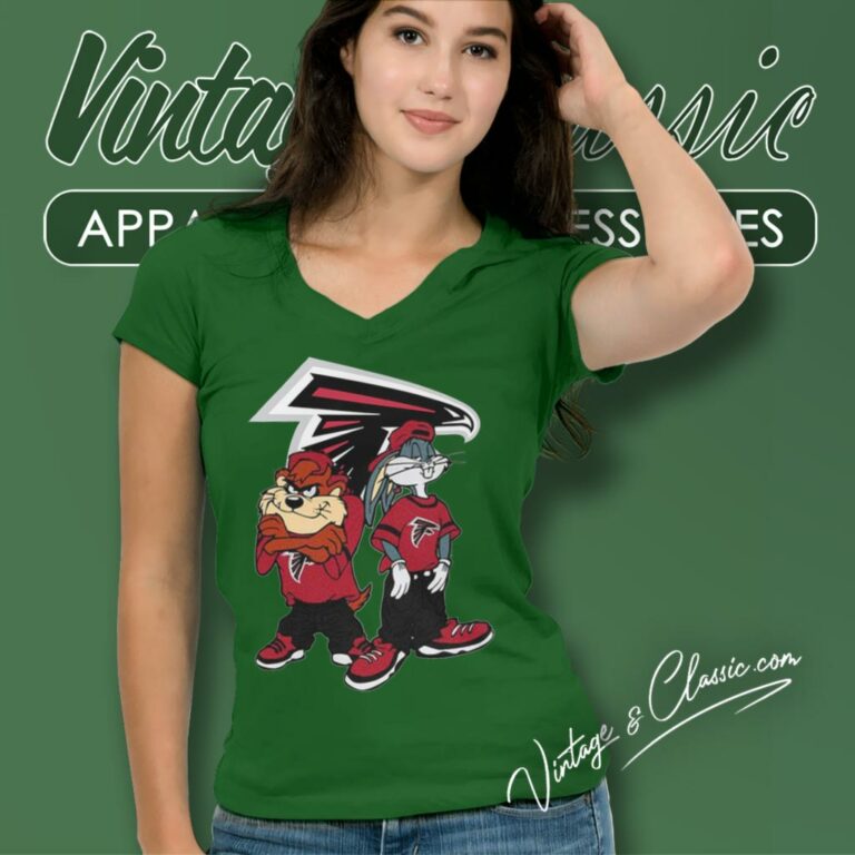 Taz And Bugs Atlanta Falcons V Neck TShirt Taz And Bugs Atlanta Falcons V Neck TShirt