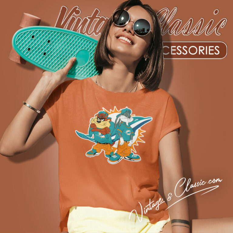 Taz And Bugs Kriss Kross Miami Dolphins Women T Shirt Taz And Bugs Kriss Kross Miami Dolphins Women T Shirt