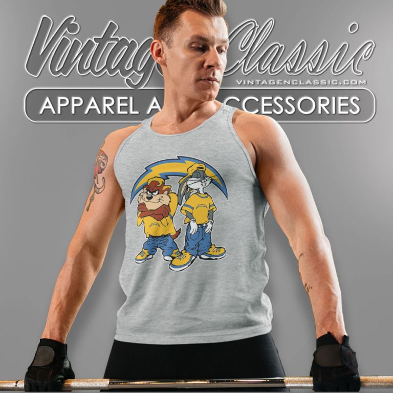 Taz And Bugs Los Angeles Chargers Tank Top Racerback Taz And Bugs Los Angeles Chargers Tank Top Racerback