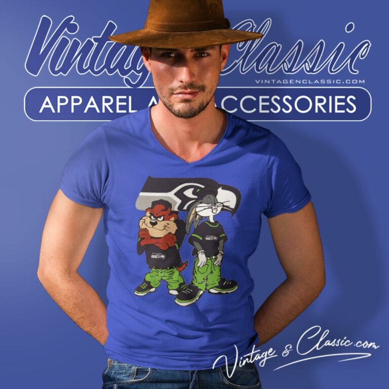 Taz And Bugs Seattle Seahawks V Neck TShirt Taz And Bugs Seattle Seahawks V Neck TShirt