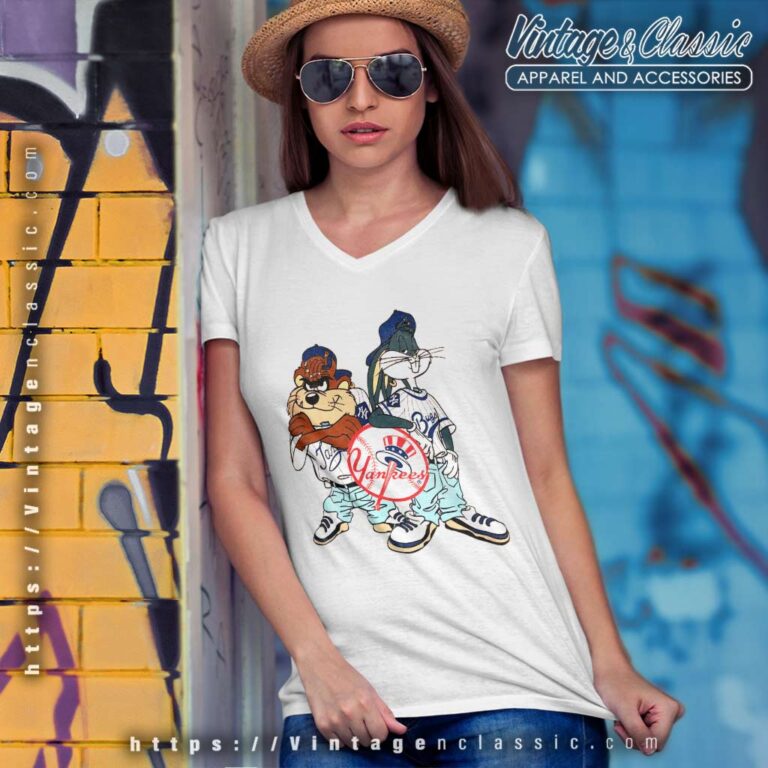Taz Bugs Bunny New York Yankees V Neck TShirt Taz Bugs Bunny New York Yankees V Neck TShirt
