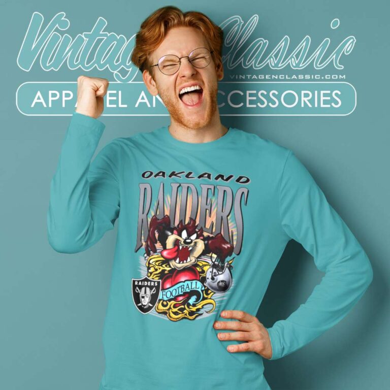 Taz Devil Football Oakland Raiders Long Sleeve Tee Taz Devil Football Oakland Raiders Long Sleeve Tee