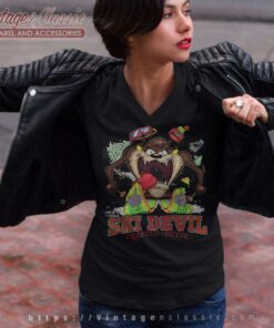 Taz Looney Tunes Ski Devil V Neck TShirt