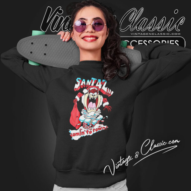 Taz Tee Santa Christmas Comin To Town Sweatshirt Taz Tee Santa Christmas Comin To Town Sweatshirt