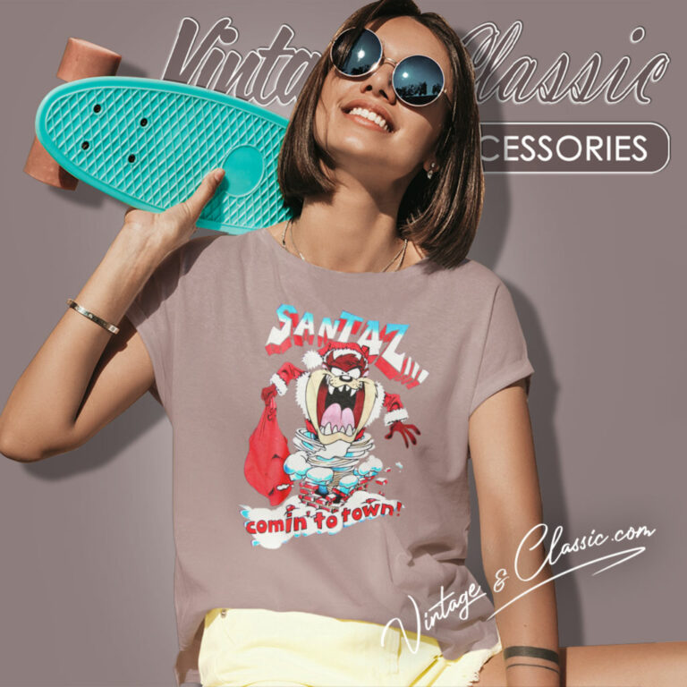 Taz Tee Santa Christmas Comin To Town Women T Shirt Taz Tee Santa Christmas Comin To Town Women T Shirt