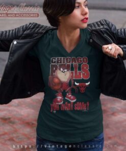 Taz You Want Some Chicago Bull V Neck TShirt