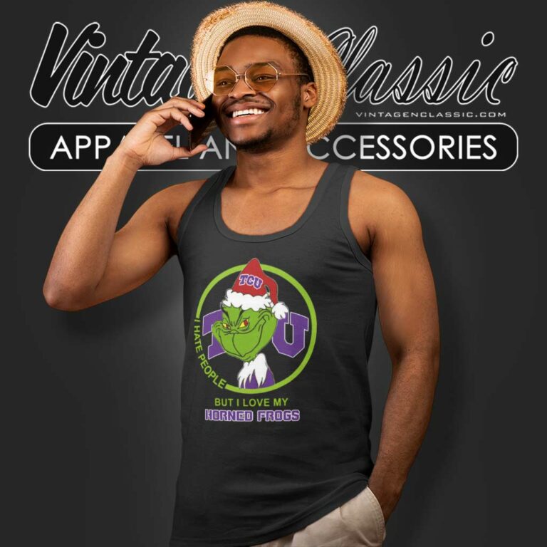 Tcu Horned Frogs Ncaa Christmas Grinch Shirt I Hate People But I Love My Horned Frogs Tank Top Racerback Tcu Horned Frogs Ncaa Christmas Grinch Shirt I Hate People But I Love My Horned Frogs Tank Top Racerback