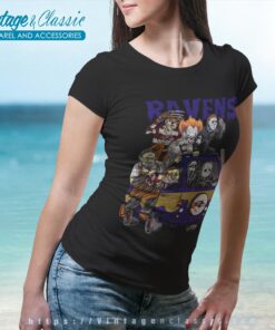 Team Horror Movies Characters Halloween Baltimore Ravens Shirt Women T shirt
