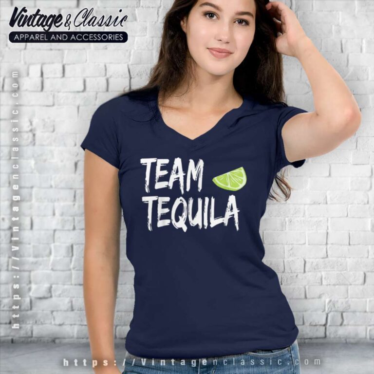 Team Tequila With Green Lime V Neck TShirt Team Tequila With Green Lime V Neck TShirt