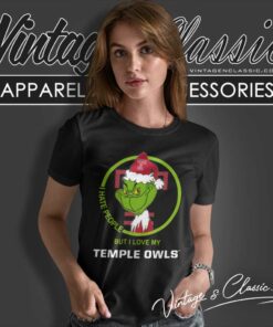 Temple Owls Ncaa Christmas Grinch Shirt I Hate People But I Love My Temple Owls Women TShirt