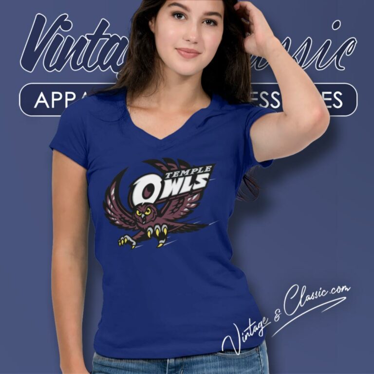 Temple University Owls Logo V Neck TShirt Temple University Owls Logo V Neck TShirt