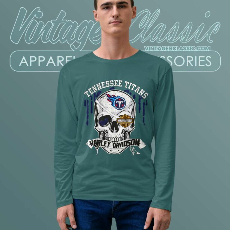 Tennessee Titans Harley Davidson Skull Long Sleeve Tee Tennessee Titans Harley Davidson Skull Long Sleeve Tee