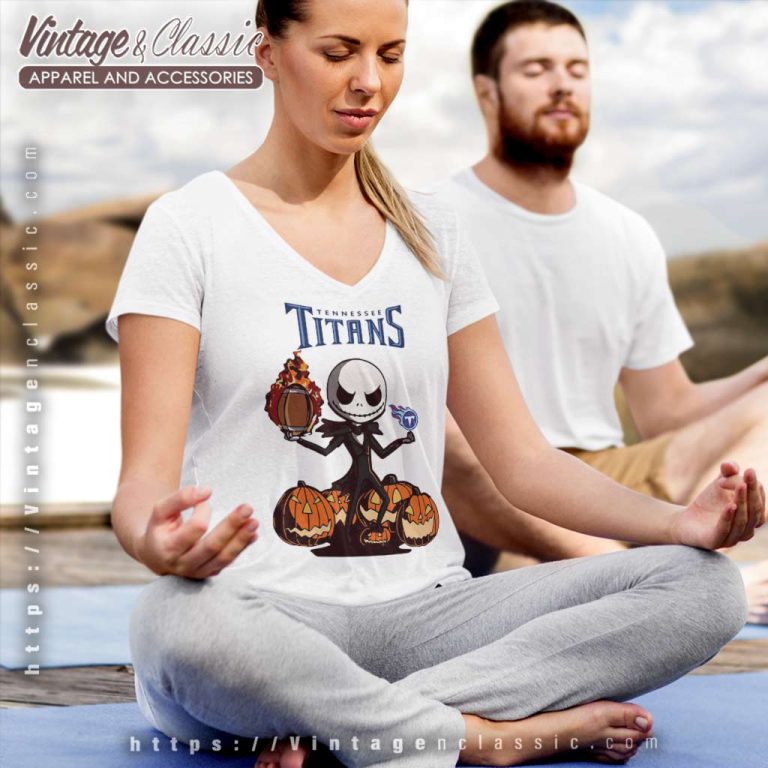 Tennessee Titans Jack Skellington Halloween V Neck TShirt Tennessee Titans Jack Skellington Halloween V Neck TShirt
