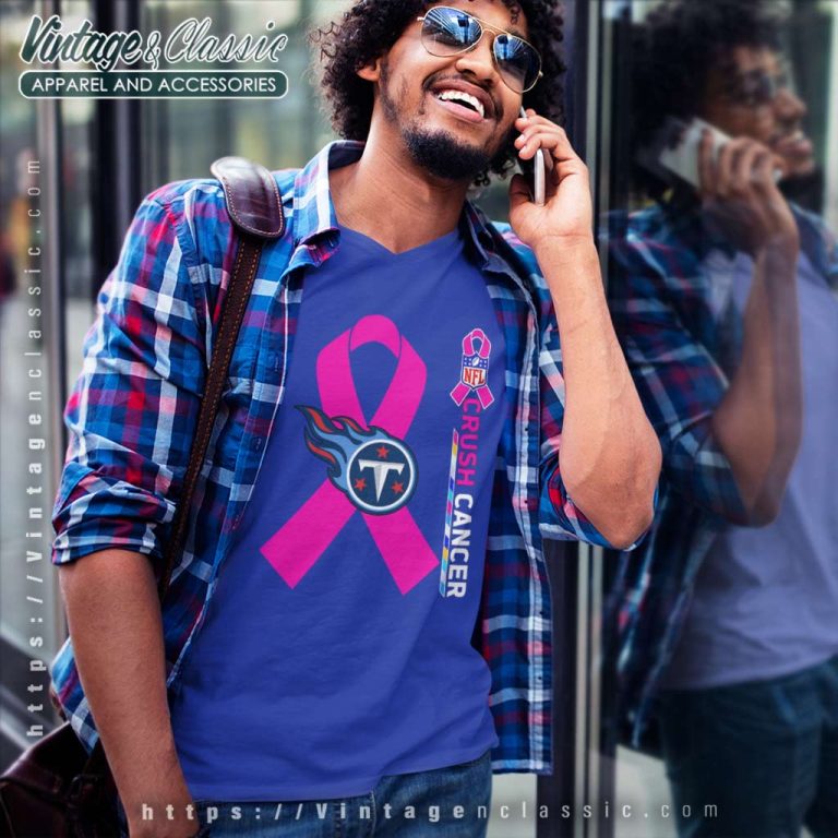 Tennessee Titans Nfl Crush Cancer 2023 V Neck TShirt Tennessee Titans Nfl Crush Cancer 2023 V Neck TShirt