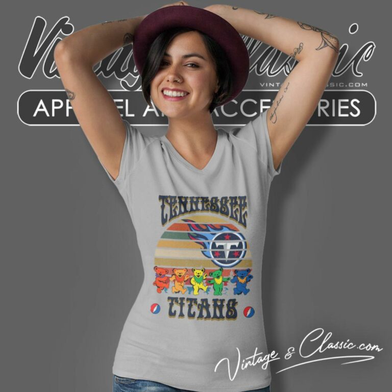 Tennessee Titans Nfl Grateful Dancing Bears Retro V Neck TShirt Tennessee Titans Nfl Grateful Dancing Bears Retro V Neck TShirt
