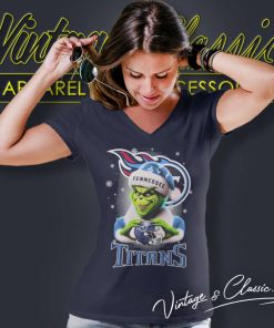 Tennessee Titans Santa Grinch Christmas Love V Neck TShirt 1