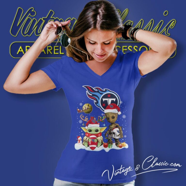 Tennessee Titans Shirt Baby Yoda And Groot Santa Christmas V Neck TShirt Tennessee Titans Shirt Baby Yoda And Groot Santa Christmas V Neck TShirt