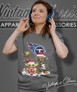 Tennessee Titans Shirt Baby Yoda And Groot Santa Christmas Women T Shirt