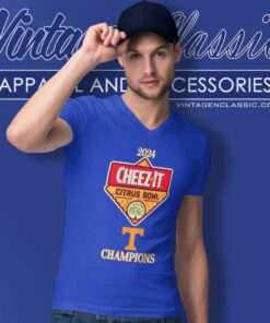 Tennessee Volunteers Cheez It Citrus Bowl Champions 2024 Logo V Neck TShirt