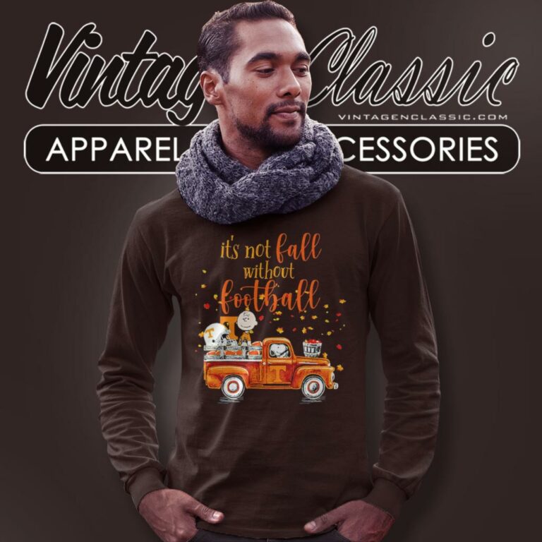 Snoopy Charlie Brown Tennessee Volunteers Its Not Fall Without Football Long Sleeve Tee Snoopy Charlie Brown Tennessee Volunteers Its Not Fall Without Football Long Sleeve Tee