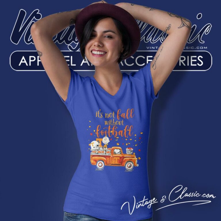 Snoopy Charlie Brown Tennessee Volunteers Its Not Fall Without Football V Neck TShirt Snoopy Charlie Brown Tennessee Volunteers Its Not Fall Without Football V Neck TShirt