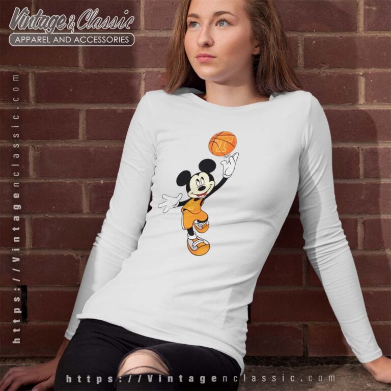 Tennessee Volunteers Mickey Basketball NCAA March Madness Longsleeves Tennessee Volunteers Mickey Basketball NCAA March Madness Longsleeves