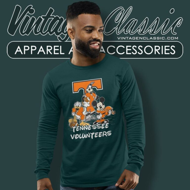 Tennessee Volunteers Mickey Mouse Donald Duck Goofy Long Sleeve Tee Tennessee Volunteers Mickey Mouse Donald Duck Goofy Long Sleeve Tee