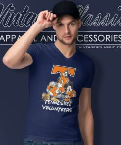 Tennessee Volunteers Mickey Mouse Donald Duck Goofy V Neck TShirt