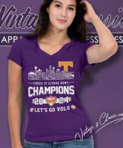 Tennessee Volunteers Skyline Players Name 2024 Cheez It Citrus Bowl Champions V Neck TShirt