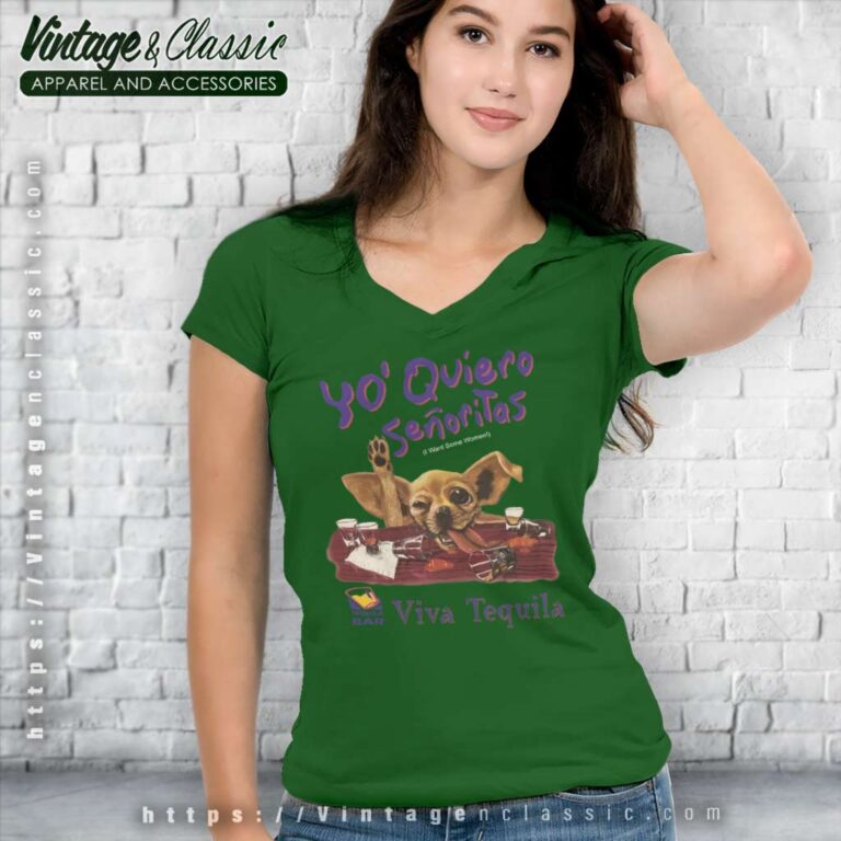 Tequila X Taco Bell Dog V Neck TShirt Tequila X Taco Bell Dog V Neck TShirt