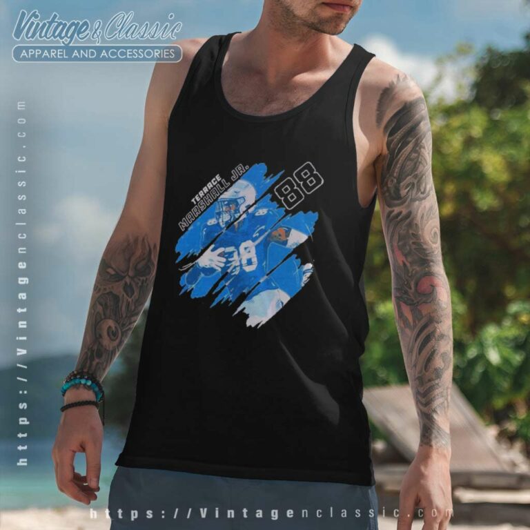 Terrace Marshall Jr 88 Carolina Panther Tank Top Racerback Terrace Marshall Jr 88 Carolina Panther Tank Top Racerback