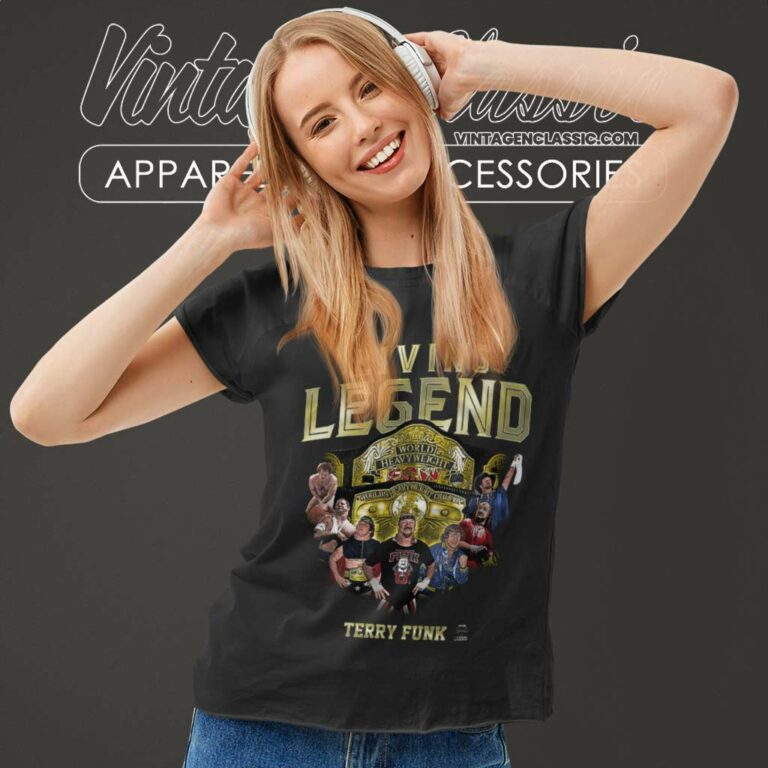 Terry Funk Living Legends 2 Belts Women TShirt Terry Funk Living Legends 2 Belts Women TShirt