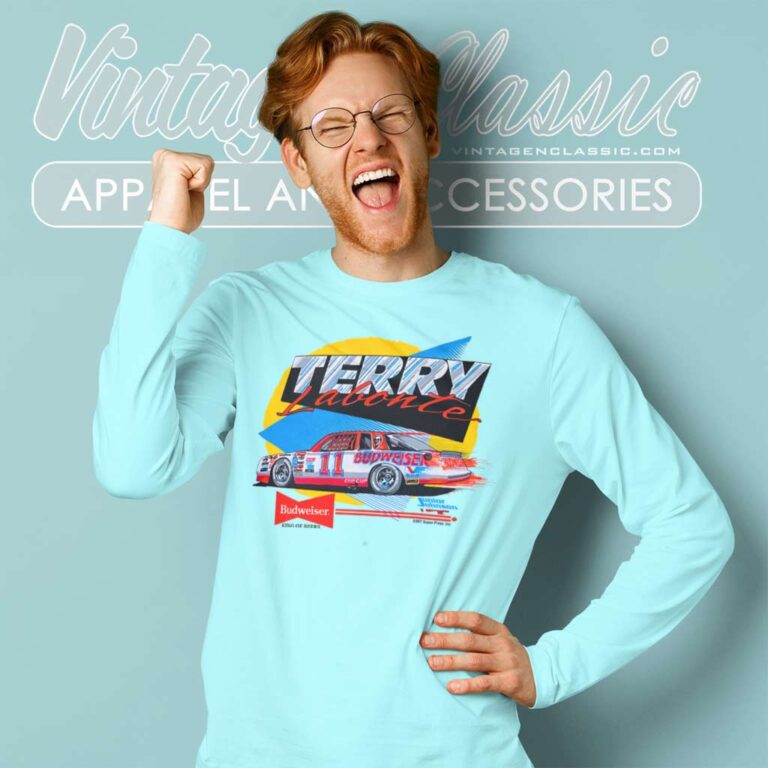 Terry Labonte Johnson Budweiser Nascar Long Sleeve Tee Terry Labonte Johnson Budweiser Nascar Long Sleeve Tee