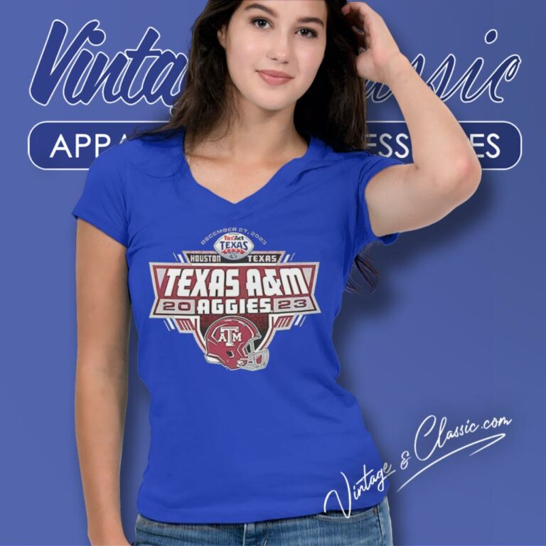 Texas Am Aggies December 27 2023 Taxact Texas Bowl V Neck TShirt Texas Am Aggies December 27 2023 Taxact Texas Bowl V Neck TShirt