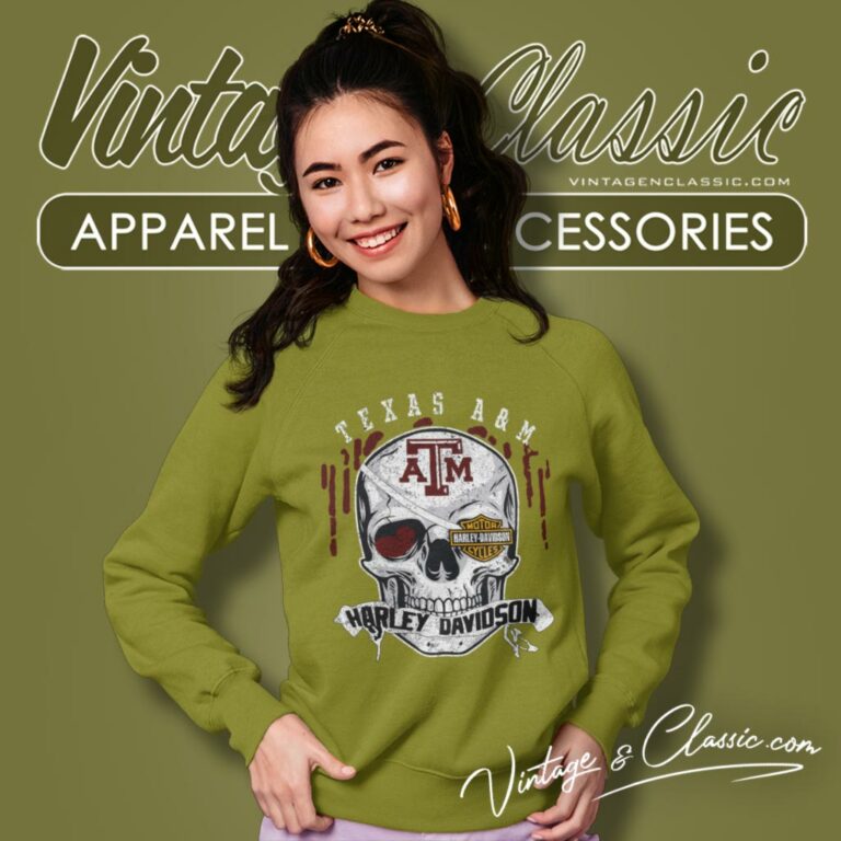 Texas Am University Harley Davidson Skull Sweatshirt Texas Am University Harley Davidson Skull Sweatshirt