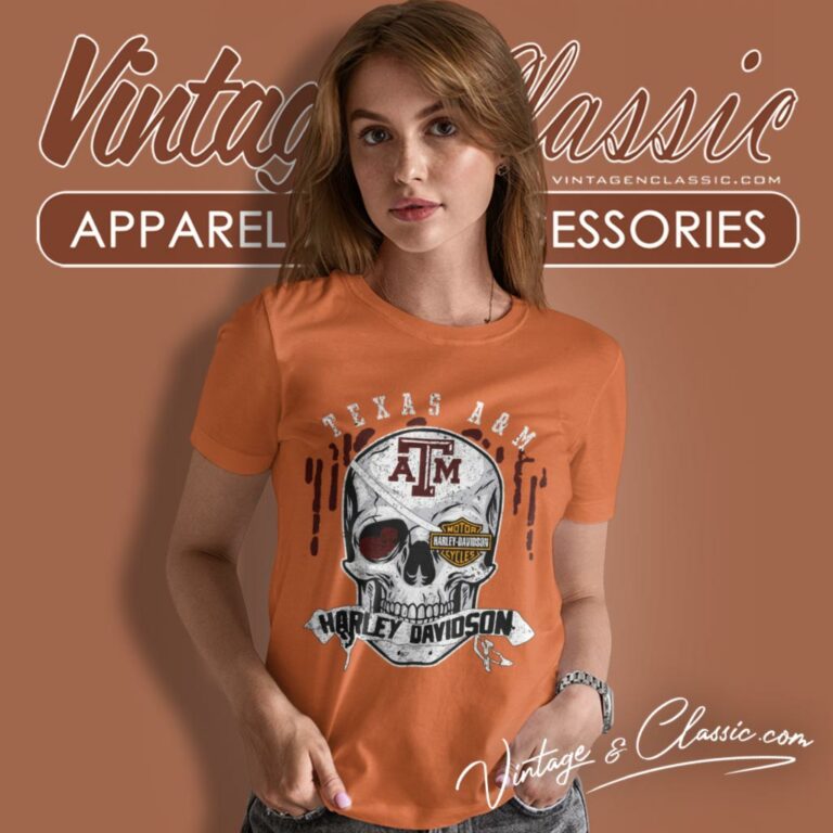 Texas Am University Harley Davidson Skull Women T Shirt Texas Am University Harley Davidson Skull Women T Shirt