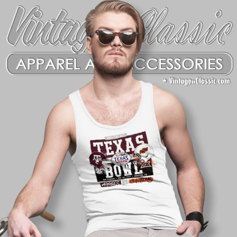 Texas Am Vs Oklahoma State Cowboys 2023 Taxact Texas Bowl Head To Head Tank Top Racerback Texas Am Vs Oklahoma State Cowboys 2023 Taxact Texas Bowl Head To Head Tank Top Racerback