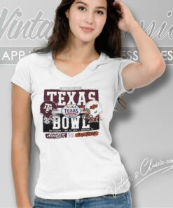 Texas Am Vs Oklahoma State Cowboys 2023 Taxact Texas Bowl Head To Head V Neck TShirt
