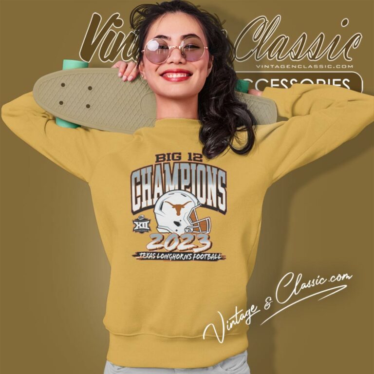 Texas Longhorns 2023 Big 12 Football Champions Helmet Sweatshirt Texas Longhorns 2023 Big 12 Football Champions Helmet Sweatshirt