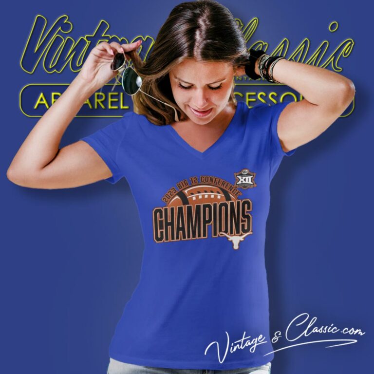 Texas Longhorns 2023 Big 12 Football Conference Champions V Neck TShirt Texas Longhorns 2023 Big 12 Football Conference Champions V Neck TShirt