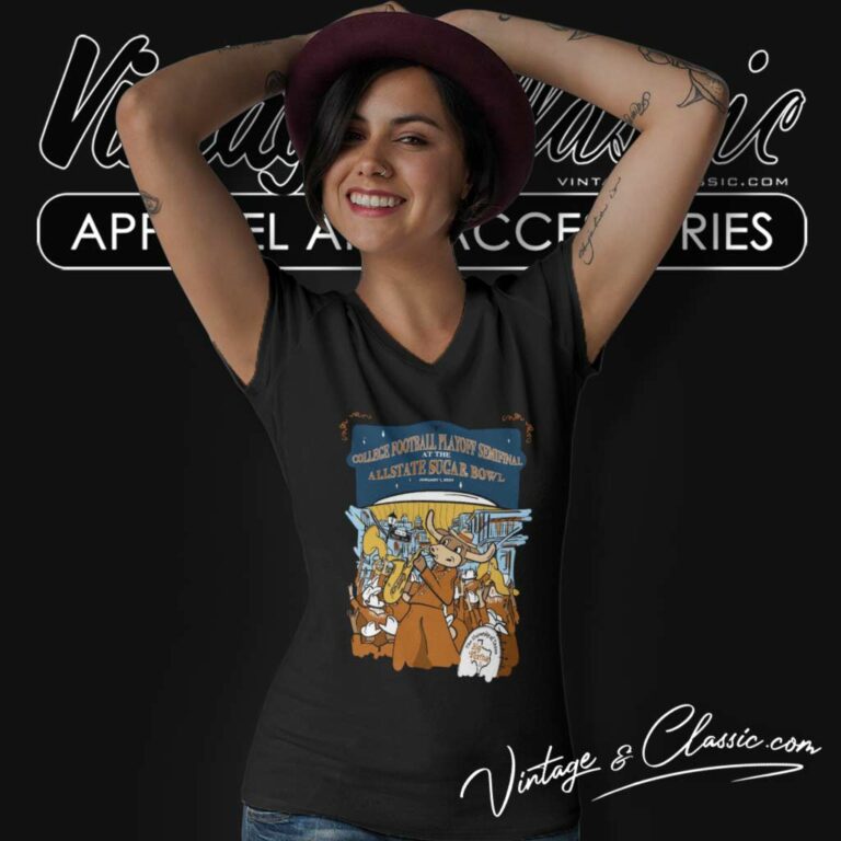 Texas Longhorns College Football Playoff 2024 Sugar Bowl V Neck TShirt Texas Longhorns College Football Playoff 2024 Sugar Bowl V Neck TShirt