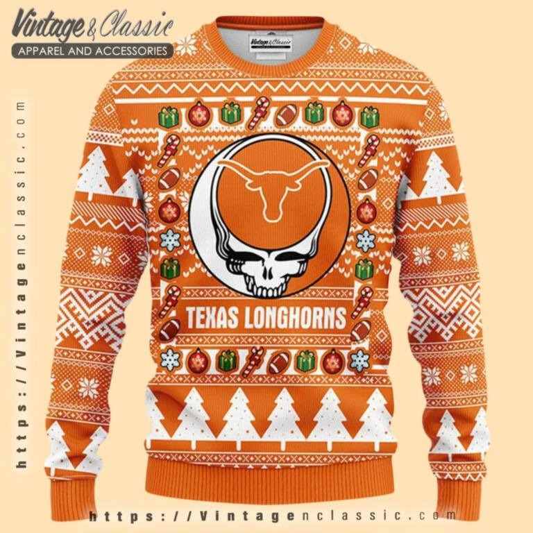 Texas Longhorns Grateful Dead Ugly Sweater Ugly Christmas Sweater Texas Longhorns Grateful Dead Ugly Sweater Ugly Christmas Sweater
